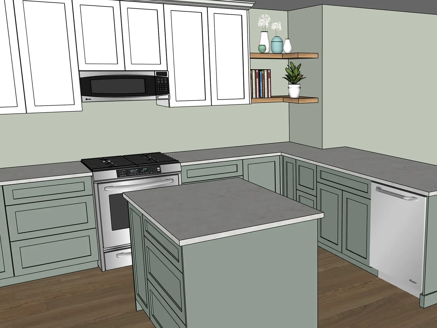 The finished Lychak kitchen, built to match the 3D design